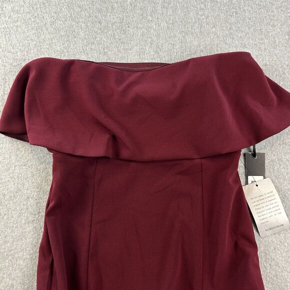 Lulus Dress Womens S Maxi Gown Burgundy Off-The-Shoulder Wedding Romantic - Picture 6 of 14